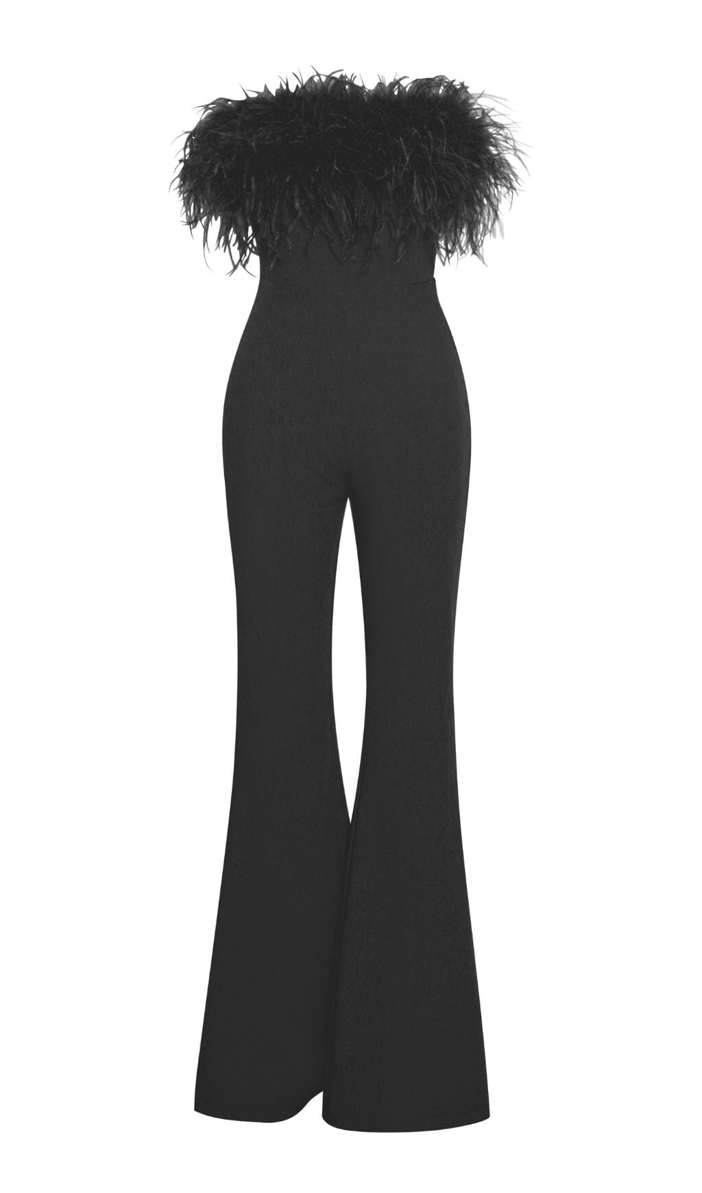 FEATHER JUMPSUIT IN BLACK – Nzozo
